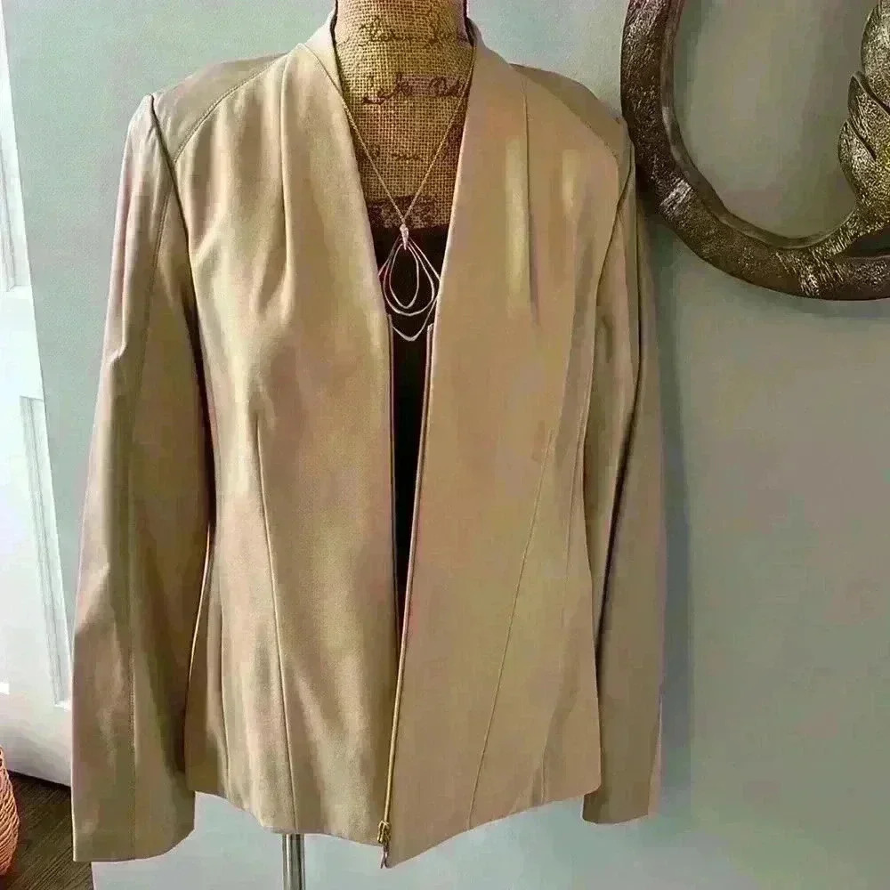 Lafayette 148 leather trim blazer NWT size 16 - Picture 2 of 7